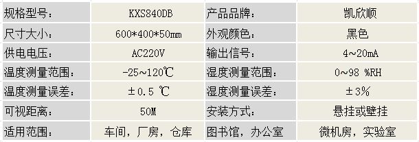 數顯電子溫濕度顯示儀KXS840DB産品參數